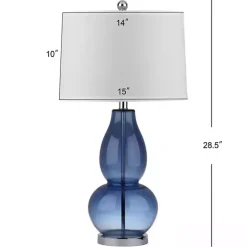 Kirklands Home Table Lamps|Blue Glass Hourglass Table Lamps, Set of 2 White