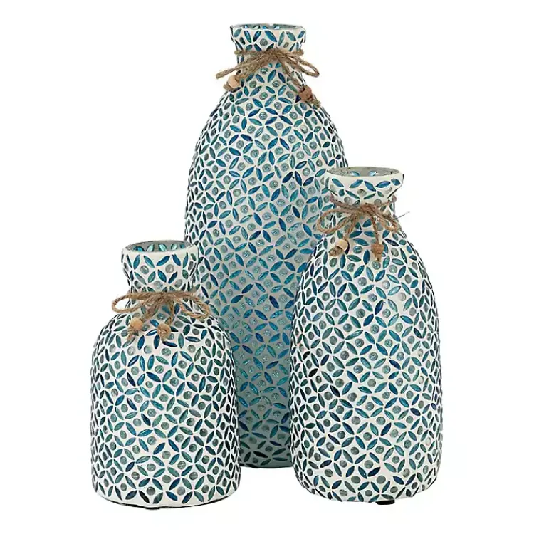 Clearance Blue Glass Mosaic Vase Vases