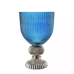 Outlet Glass Vase with Silver Pedestal Base, 16 in. Vases