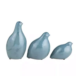 Glazed Ceramic Bird Figurines, Set of 3 Statues & Figurines