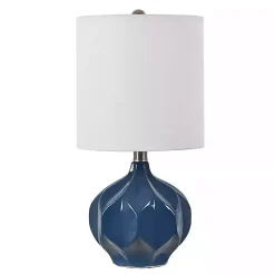 Kirklands Home Table Lamps|Blue Glazed Geometric Table Lamp White