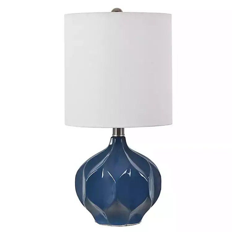 Kirklands Home Table Lamps|Blue Glazed Geometric Table Lamp White