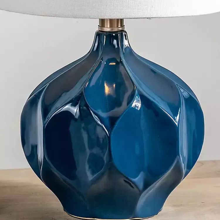 Kirklands Home Table Lamps|Blue Glazed Geometric Table Lamp White