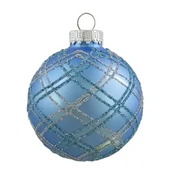 Discount Glitter Plaid Glass Ornaments, Set of 4 Christmas Ornaments