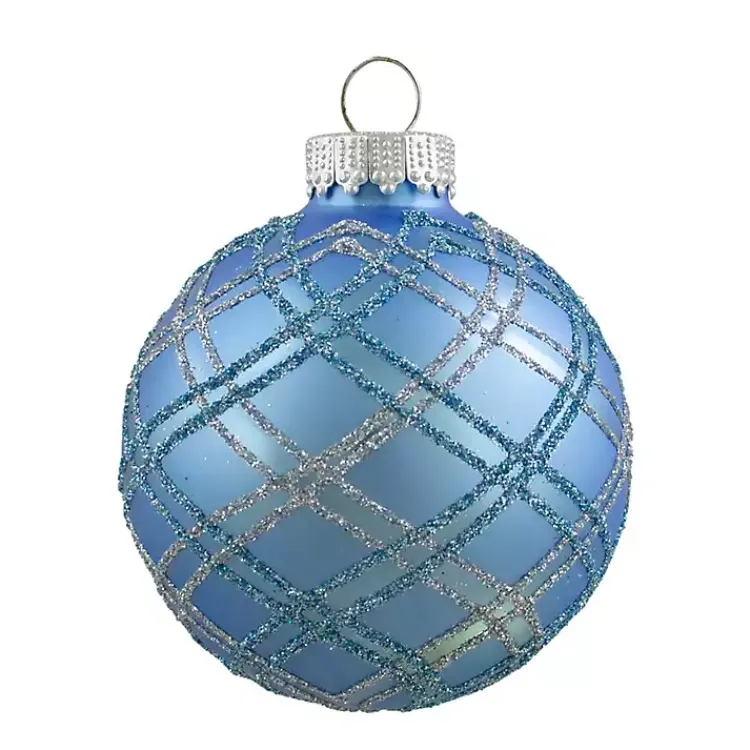 Discount Glitter Plaid Glass Ornaments, Set of 4 Christmas Ornaments