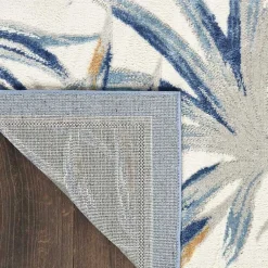 Kirklands Home Area Rugs|Blue Grand Leaf Coastal Area Rug, 5x7