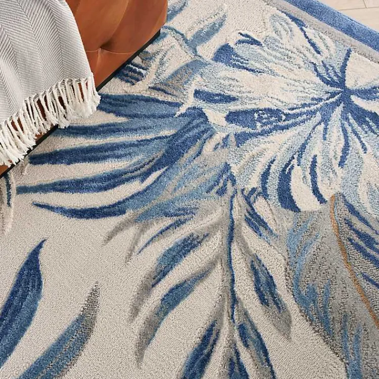 Kirklands Home Area Rugs|Blue Grand Leaf Coastal Area Rug, 7x9