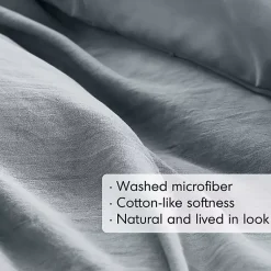 Kirklands Home Comforters|Gray Pleated Grid 3-pc. Queen Comforter Set Blue