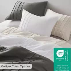 Kirklands Home Comforters|Gray Pleated Grid 3-pc. King Comforter Set Blue