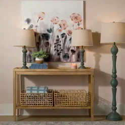 Kirklands Home Table Lamps|Green Distressed Set of Three Lamps Blue