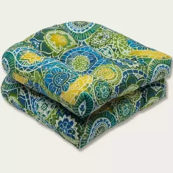 Kirklands Home Outdoor Cushions & Pillows|Blue Green Lagoon Wicker Chair Cushions, Set of 2