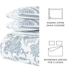 Kirklands Home Quilts|Blue Jacobean Reversible 3-pc. Queen Quilt Set