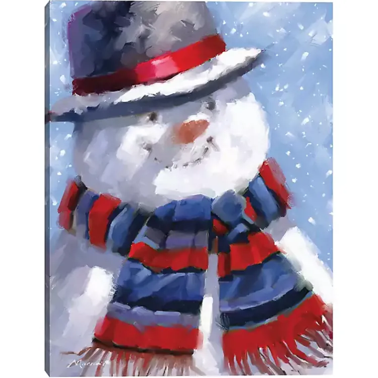 Online Blue Jolly Snowman Canvas Art Print Christmas Art & Wall Decor