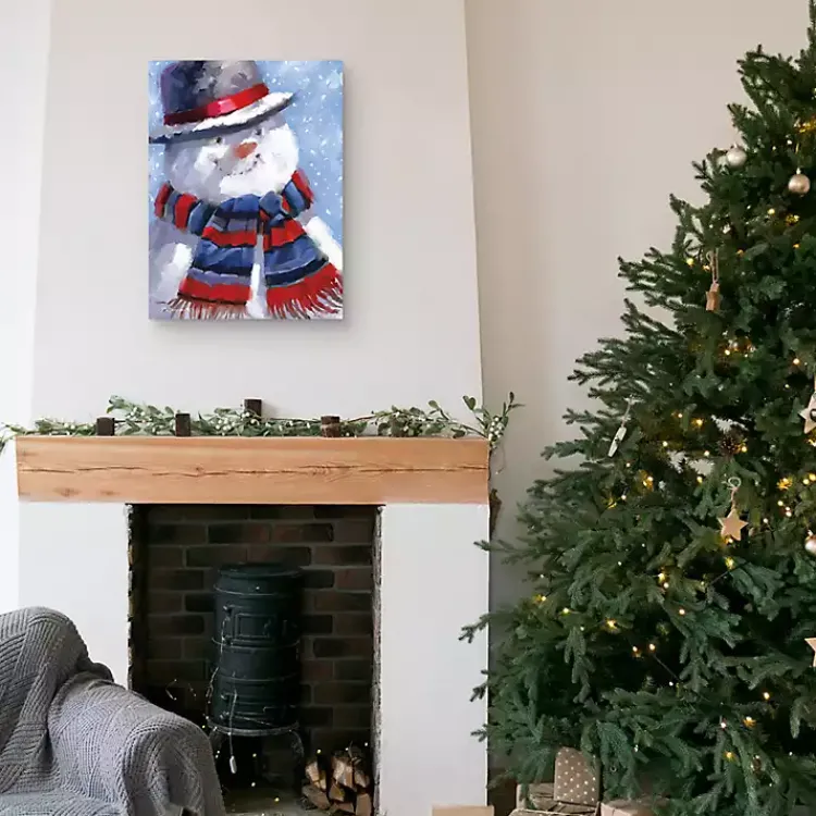 Online Blue Jolly Snowman Canvas Art Print Christmas Art & Wall Decor