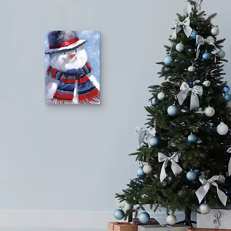 Online Blue Jolly Snowman Canvas Art Print Christmas Art & Wall Decor