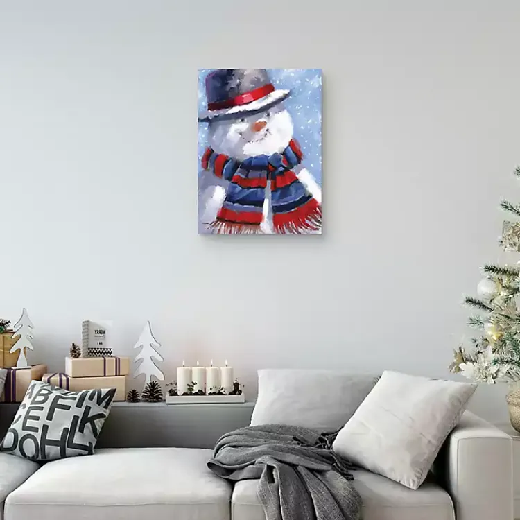 Online Blue Jolly Snowman Canvas Art Print Christmas Art & Wall Decor
