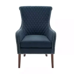 Kirklands Home Accent Chairs|Lanea Quilted Accent Chair with Silver Studs Blue