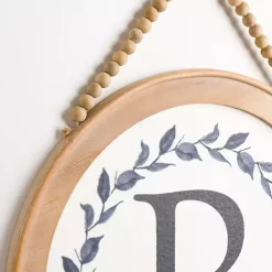 Kirklands Home Monogram Wall Decor|Blue Leaf Wreath Monogram R Wood Wall Plaque