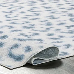Kirklands Home Area Rugs|Blue Leopard Spots Washable Area Rug, 5x8