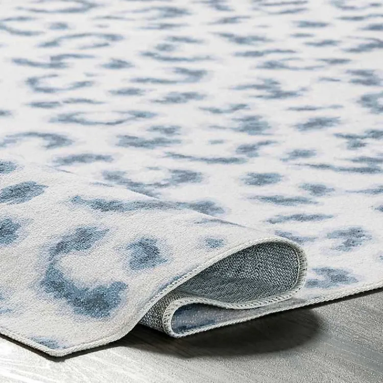 Kirklands Home Area Rugs|Blue Leopard Spots Washable Area Rug, 5x8