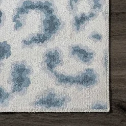 Kirklands Home Area Rugs|Blue Leopard Spots Washable Area Rug, 5x8
