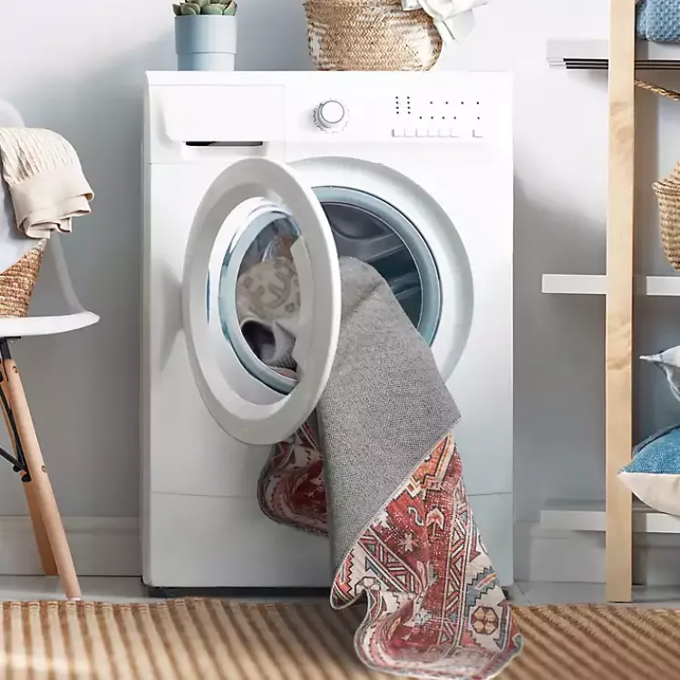 Kirklands Home Area Rugs|Blue Leopard Spots Washable Area Rug, 5x8