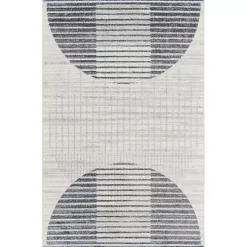 Kirklands Home Area Rugs|Blue Linear Geometric Washable Area Rug, 4x6