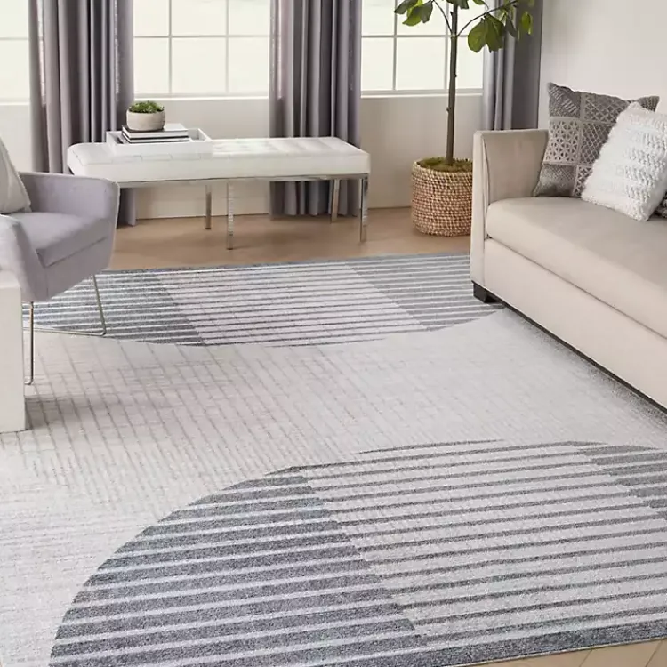 Kirklands Home Area Rugs|Blue Linear Geometric Washable Area Rug, 9x12