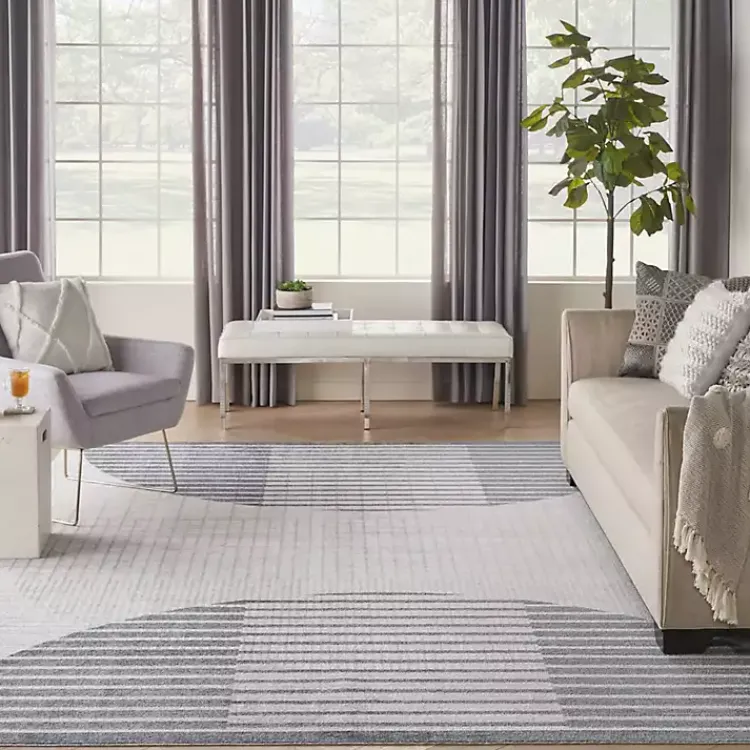 Kirklands Home Area Rugs|Blue Linear Geometric Washable Area Rug, 9x12