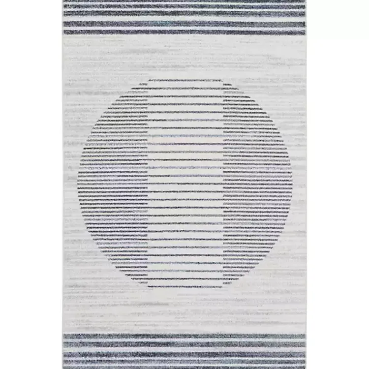 Kirklands Home Area Rugs|Blue Linear Sphere Washable Accent Rug, 2x4