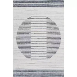 Kirklands Home Area Rugs|Blue Linear Sphere Washable Area Rug, 4x6
