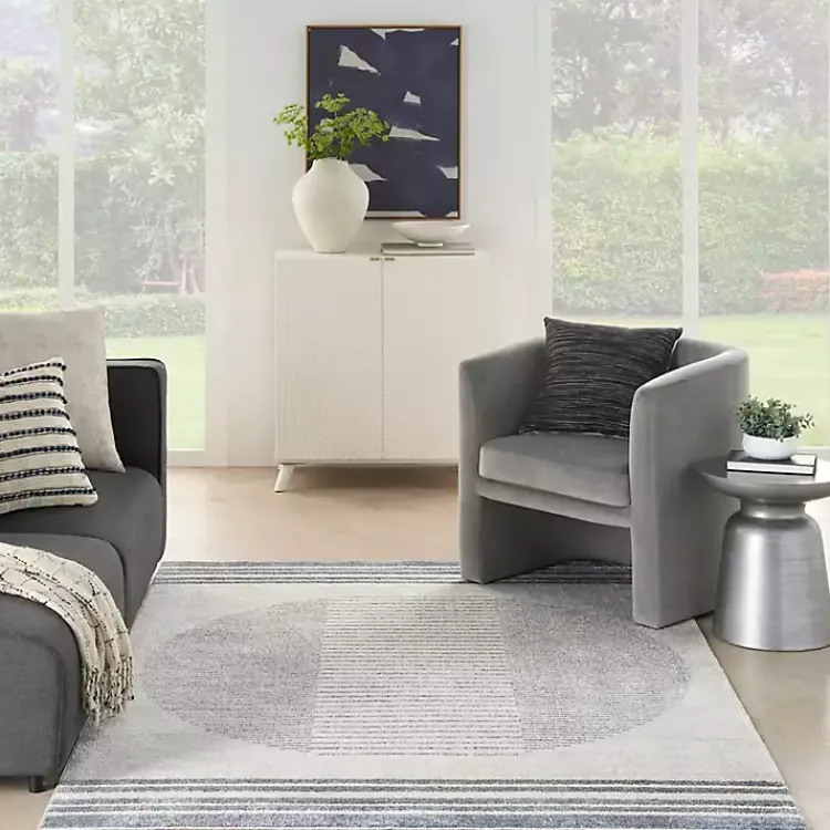 Kirklands Home Area Rugs|Blue Linear Sphere Washable Area Rug, 6x9