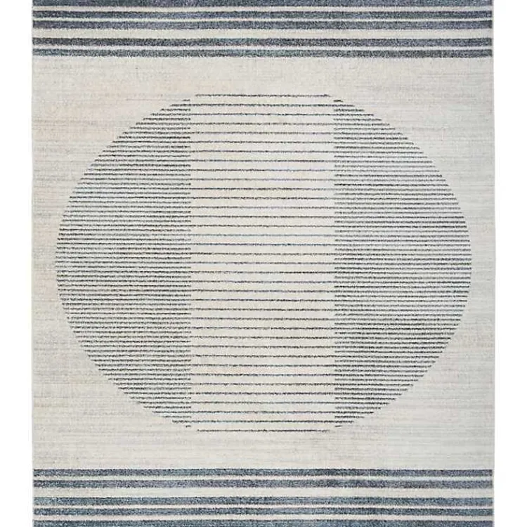 Kirklands Home Area Rugs|Blue Linear Sphere Washable Area Rug, 7x10