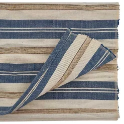 Kirklands Home Table Linens|Blue Long Striped Water Hyacinth Table Runner