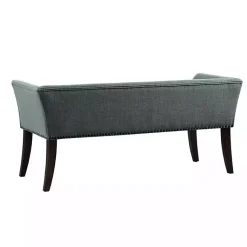 Kirklands Home Benches & Ottomans|Low Back Flared Nailhead Trim Bench Blue