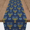 New Blue Menorah Table Runner, 90 in. Hanukkah Decorations