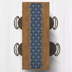 New Blue Menorah Table Runner, 90 in. Hanukkah Decorations