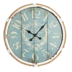 Kirklands Home Clocks|Blue Metal and Rope Wall Clock
