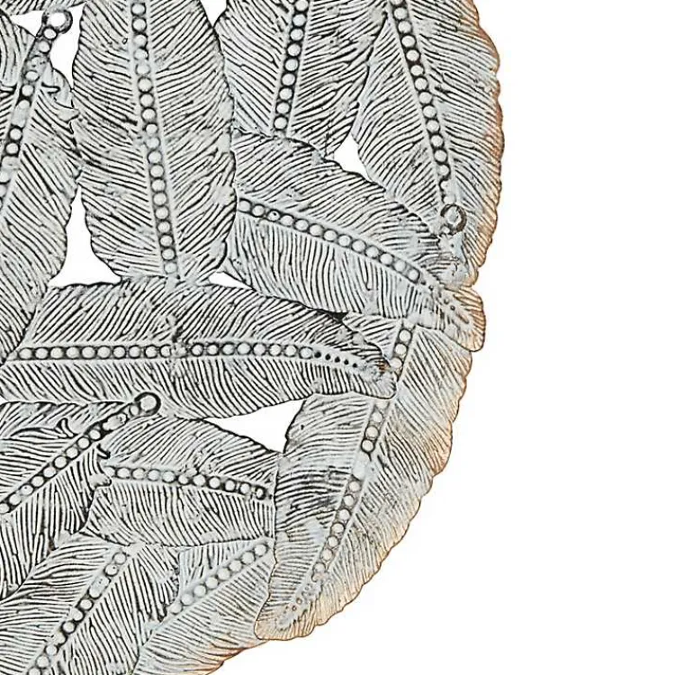 Kirklands Home Wall Plaques|Metal Feather Round Wall Plaques, Set of 3 Blue