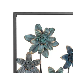 Kirklands Home Wall Plaques|Metal Floral Panel Wall Plaques, Set of 2 Blue