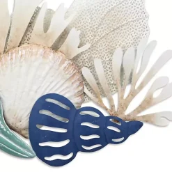 Kirklands Home Wall Plaques|Blue Metal Reef and Shell Wall Plaque