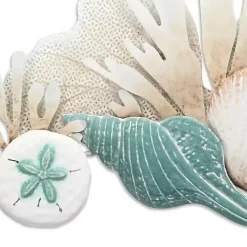 Kirklands Home Wall Plaques|Blue Metal Reef and Shell Wall Plaque