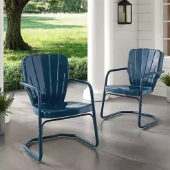 Kirklands Home Outdoor Seating|Metal Ridgeland 2-pc. Chair Set Blue
