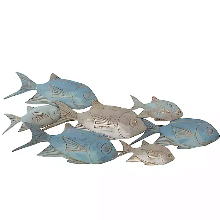 Kirklands Home Wall Plaques|Metal School of Fish Wall Plaque Blue