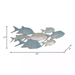 Kirklands Home Wall Plaques|Metal School of Fish Wall Plaque Blue