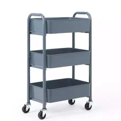 Kirklands Home Kitchen Islands & Bar Carts|Metal 3-Tier Organizer Storage Cart Blue