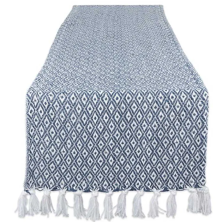 Kirklands Home Table Linens|Mini Diamond Fringe End Table Runner, 108 in. Blue
