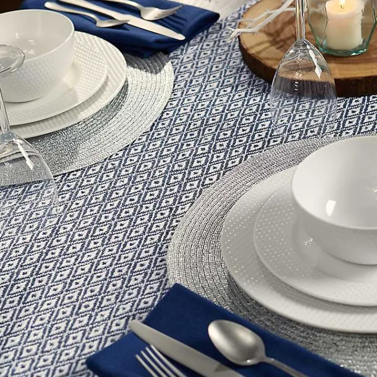 Kirklands Home Table Linens|Mini Diamond Fringe End Table Runner, 108 in. Blue