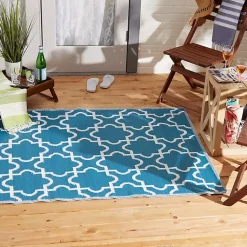 Kirklands Home Outdoor Rugs|Blue Moroccan Trellis Outdoor Area Rug, 4x6