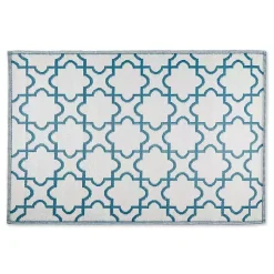 Kirklands Home Outdoor Rugs|Blue Moroccan Trellis Outdoor Area Rug, 4x6